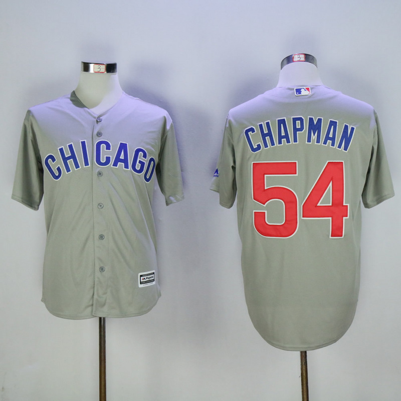 Men Chicago Cubs 54 Chapman Grey MLB Jerseys
